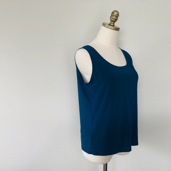Pullover Large Prussian Blue Scoop Neck Sleeveless - Picture 4 of 6